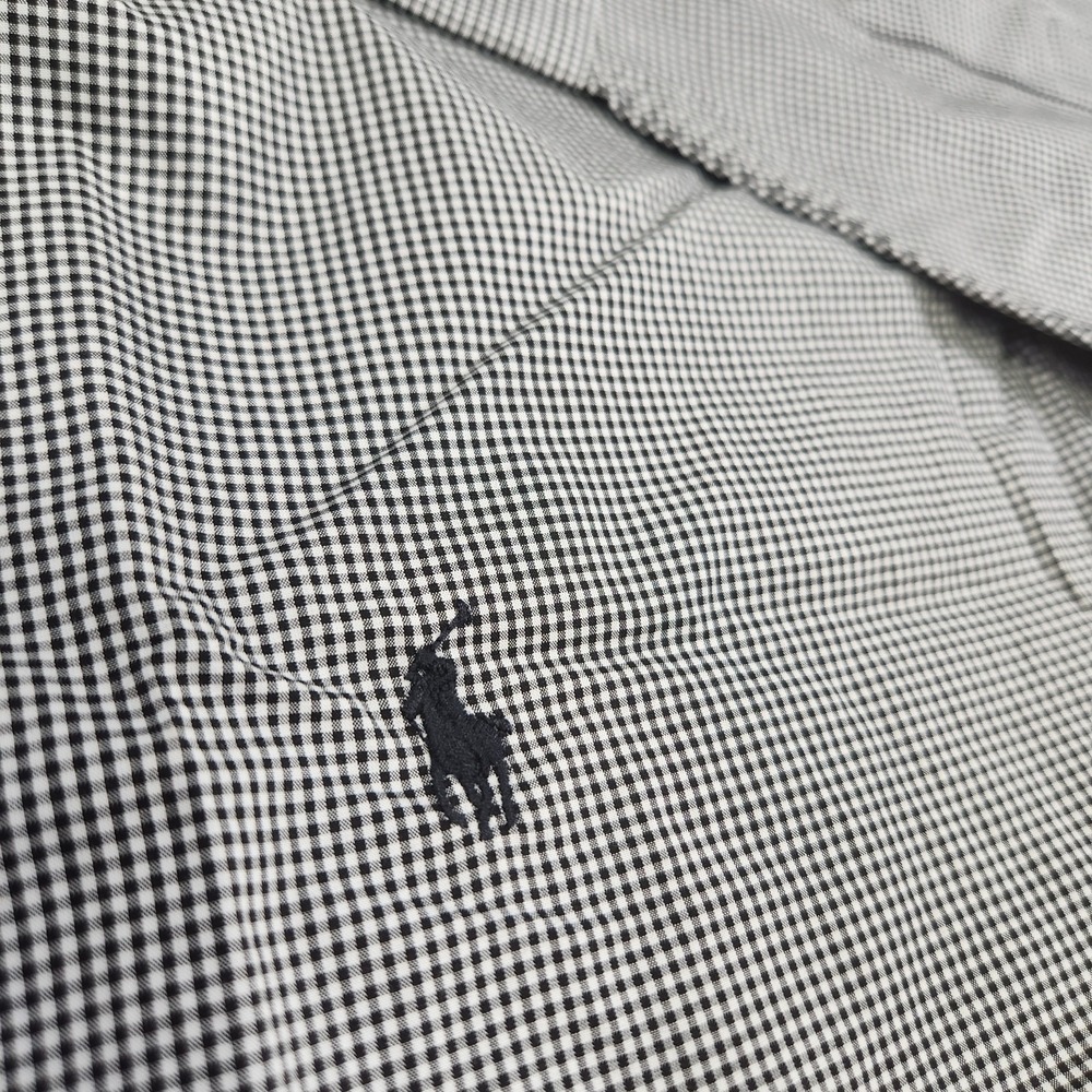 NEW Polo Ralph Lauren Shirt Men 4XB Poplin Button Down Black White Micro Check - Picture 7 of 10
